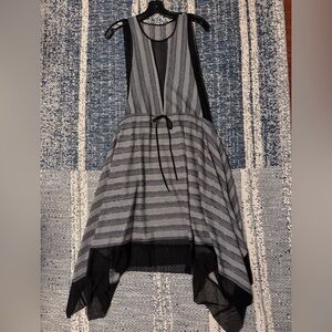 Elegant Black and Gray Striped Dress